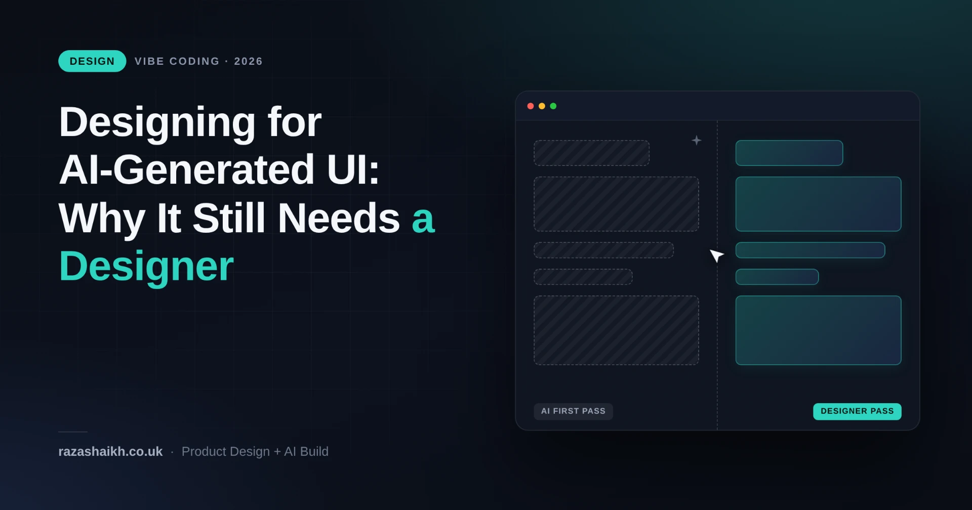 Side-by-side comparison of an AI-generated interface and a designer-refined version, illustrating vibe coding limitations