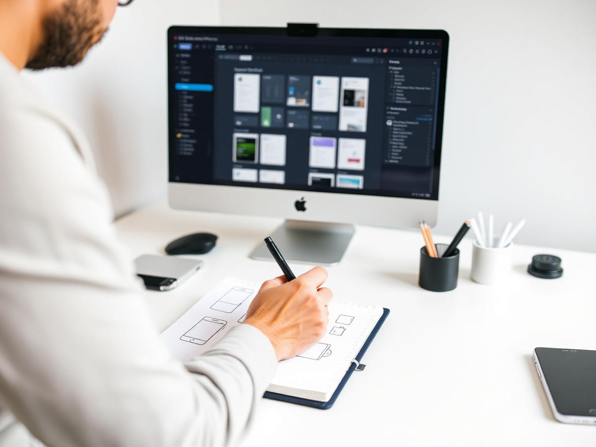 Raza Shaikh designing a product interface in Figma